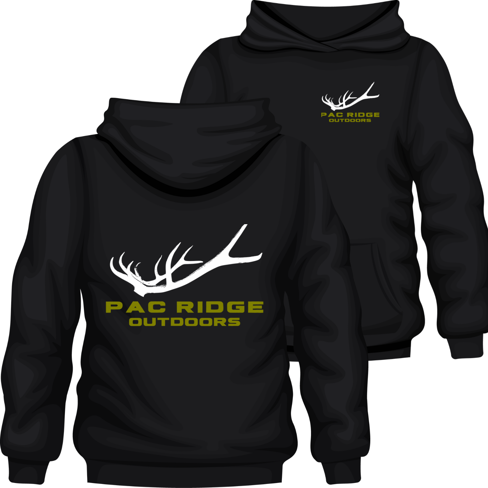 Black Hoodie Dead Head Logo OD Green