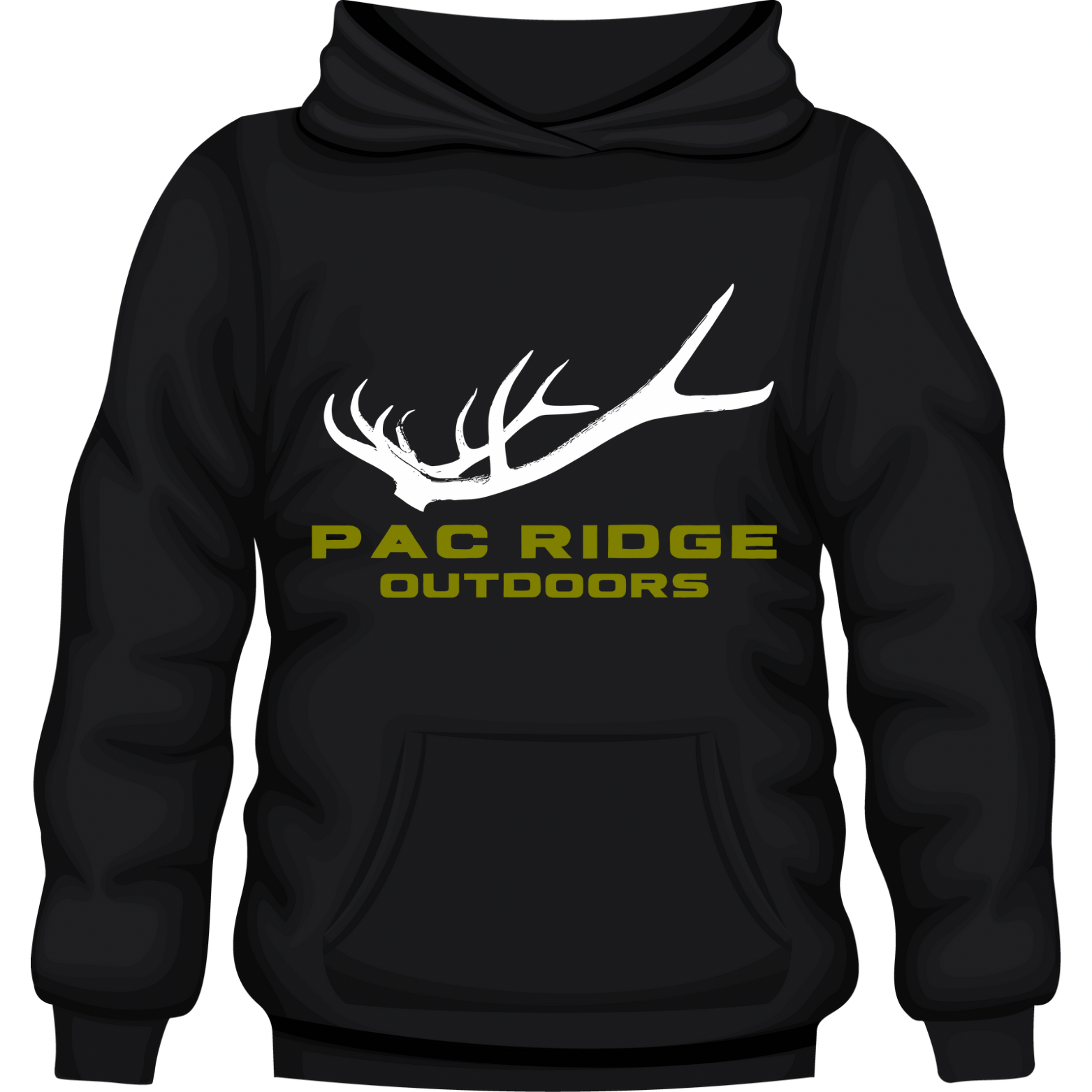 Black Hoodie Dead Head Front Logo OD Green