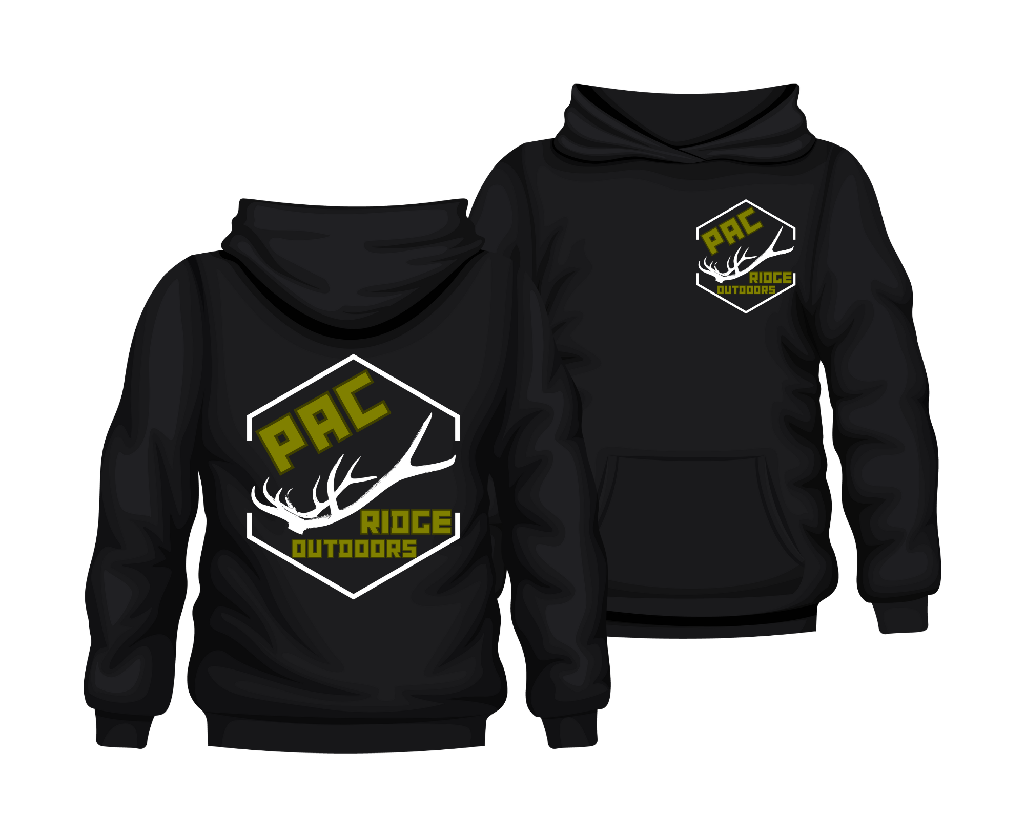 Black Hoodie Elk Logo Green