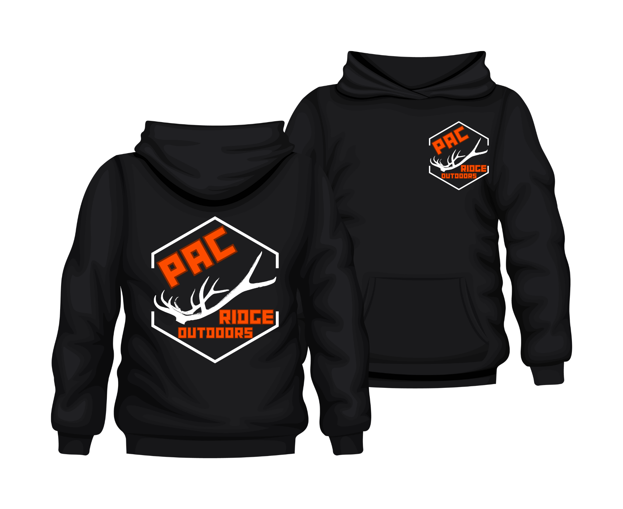 Black Hoodie Elk Logo Orange