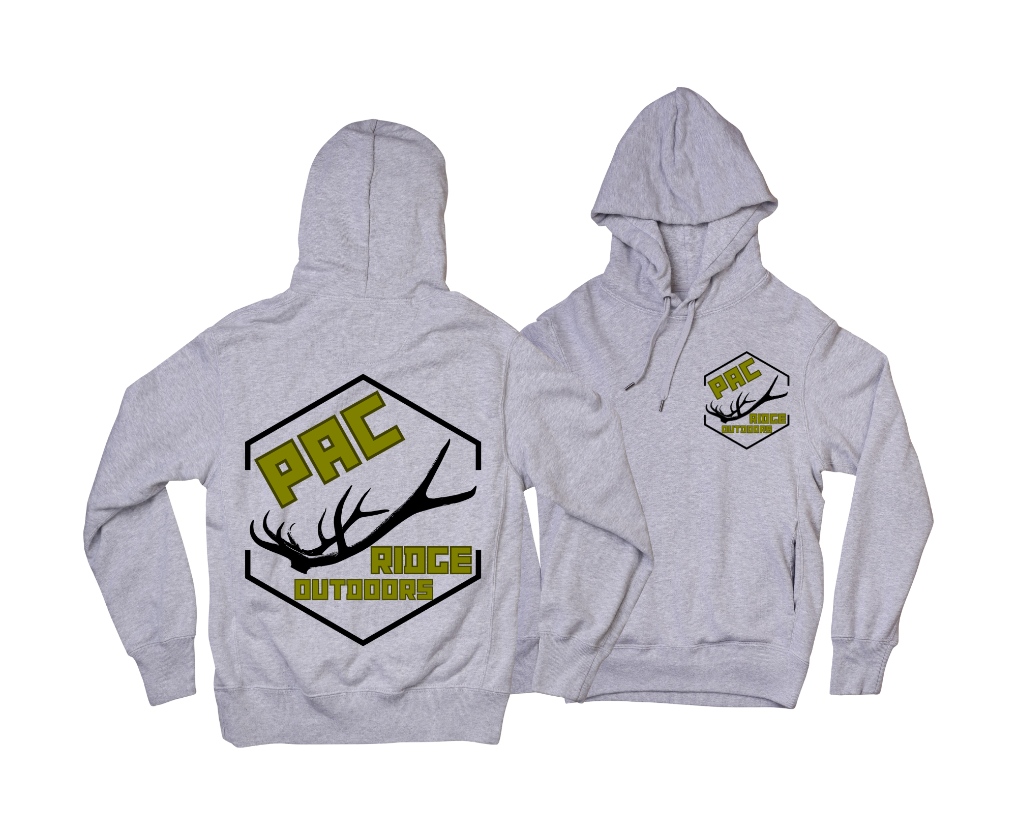 Gray Hoodie Elk Logo Green
