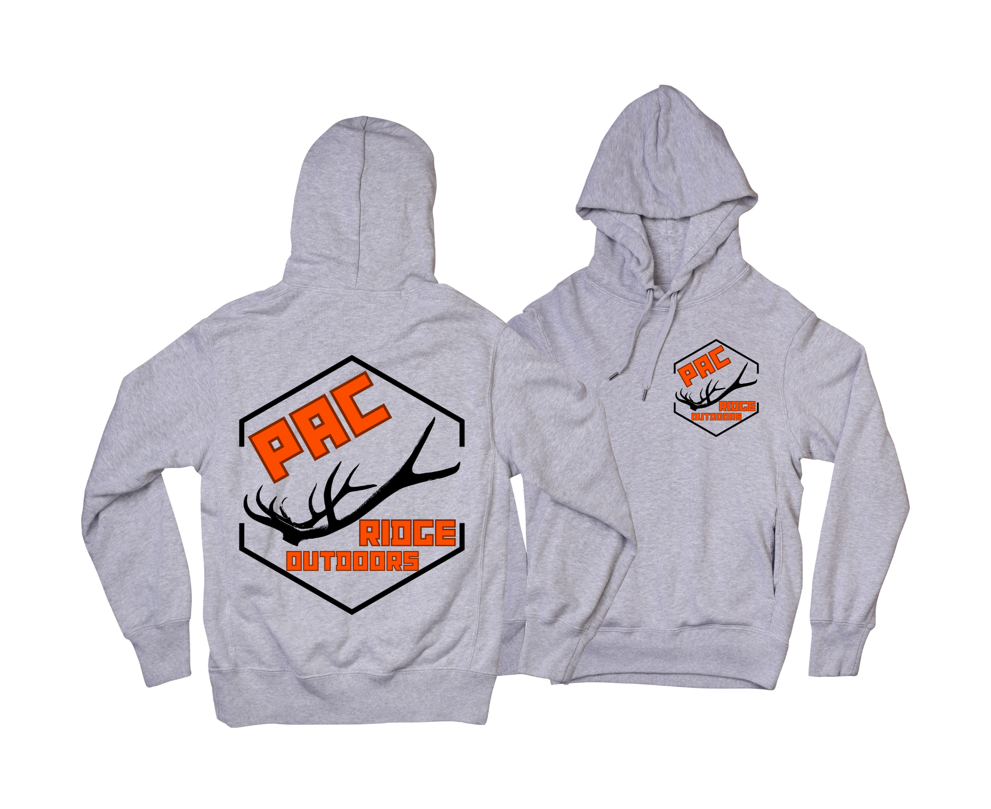 Gray Hoodie Elk Logo Orange
